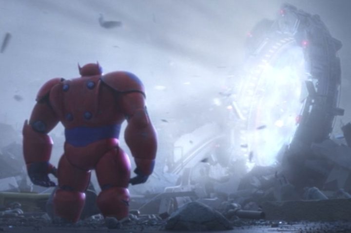 Baymax stands near a portal in Big Hero 6.