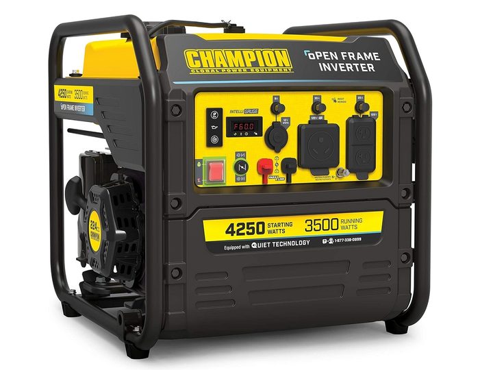 The Champion Power Equipment 4250W open frame inverter generator on a white background.