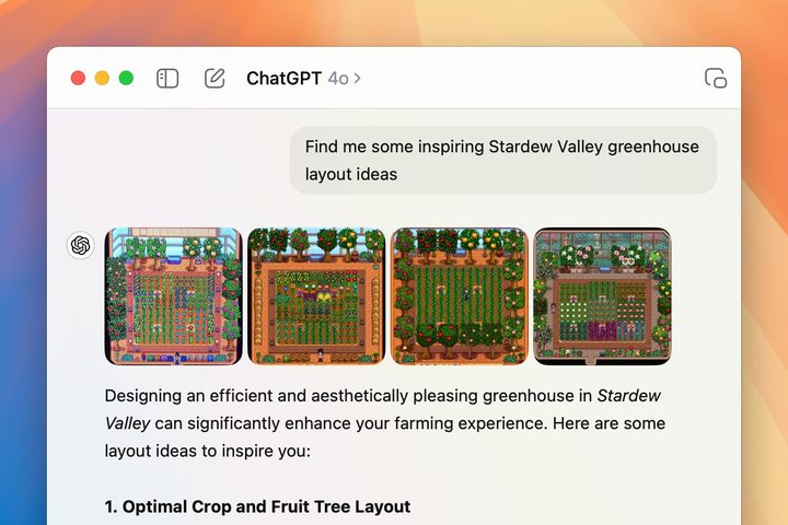 The ChatGPT Mac app running in macOS Sequoia.