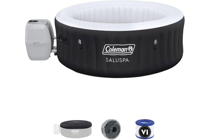 The Coleman SaluSpa Miami AirJet Inflatable Hot Tub ona. white background.