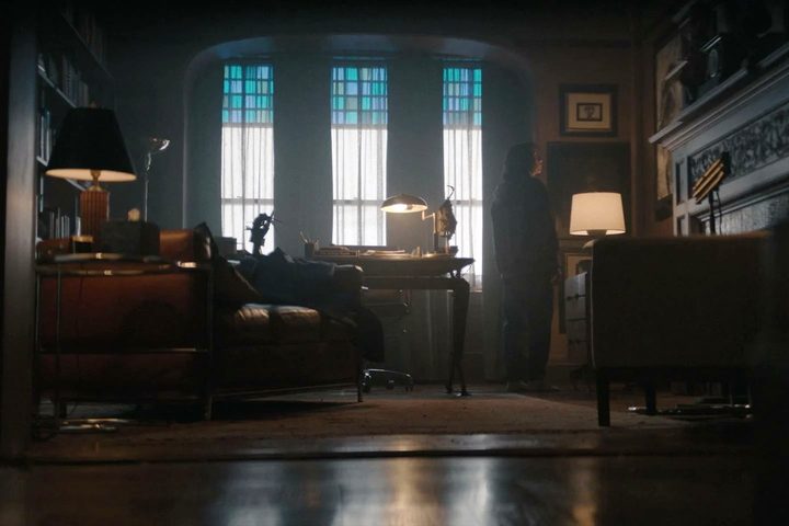 Cristin Milioti stands in an office in The Penguin.