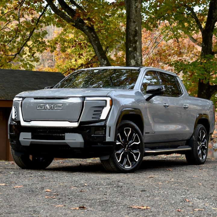 2024 GMC Sierra EV front quarter.