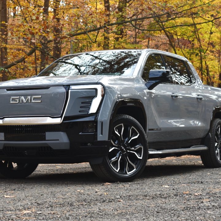 2024 GMC Sierra EV front quarter.