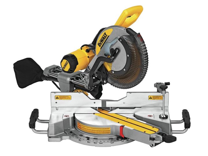 The corded DeWalt Sliding Compound Miter Saw features a 12-inch blade.