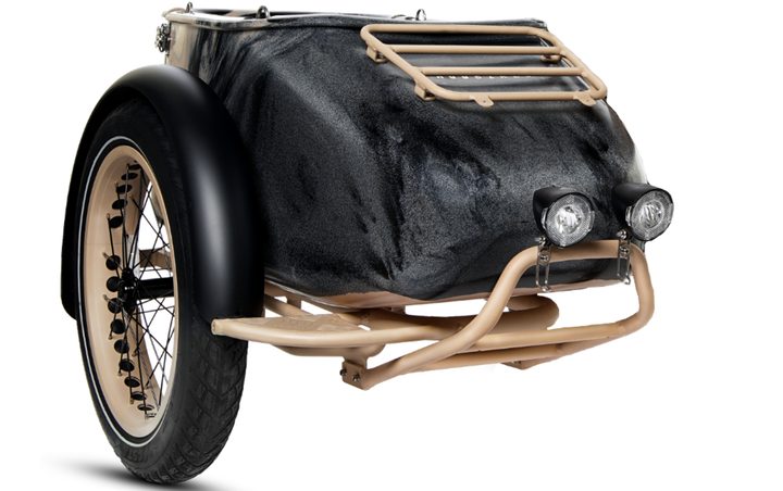 Detachable sidecar for the MOD Easy Sidecar Sahara limited edition e-bike.