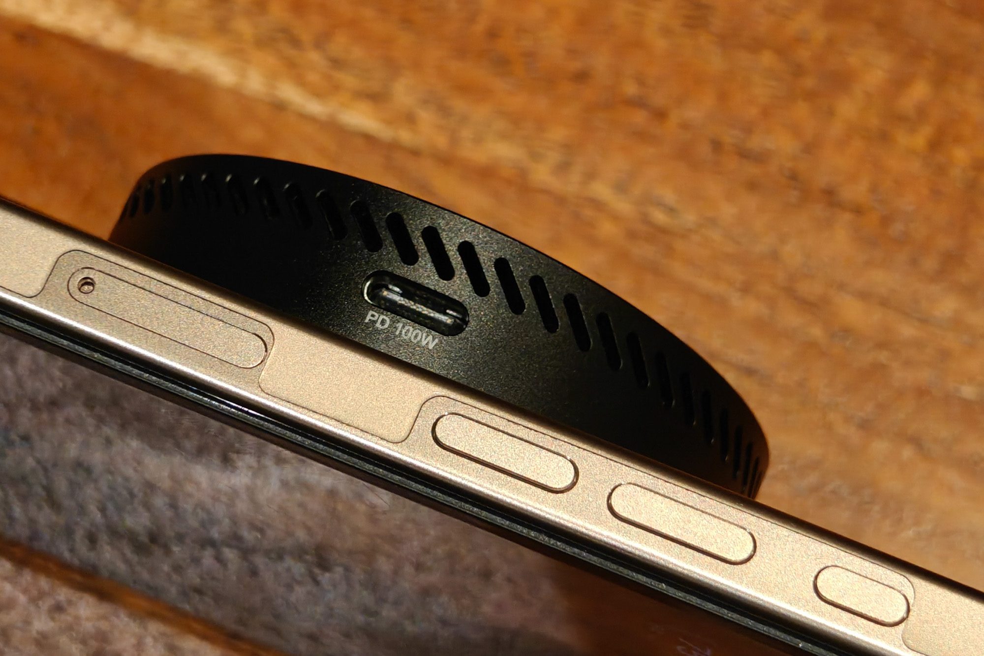 Side port on the Dockcase Smart Magsafe M.2 NVMe SSD Enclosure.