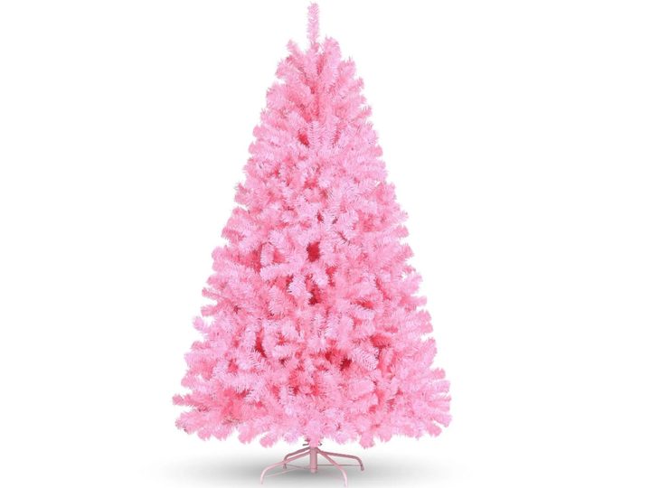 The Funcid 6 ft Pink Artificial Christmas Tree on a white background.
