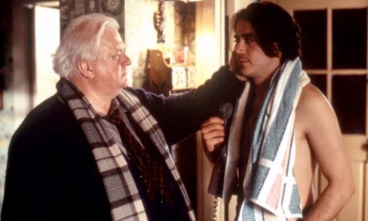 A father touches his son in Home for the Holidays.