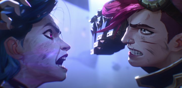 Jinx screams at Violet in Arcane season 2.