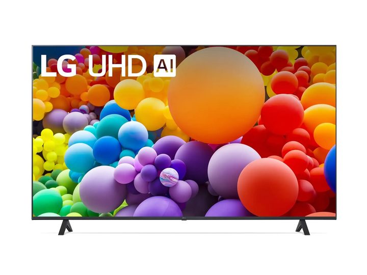 The LG 55-inch UT70 4K TV against a white background.