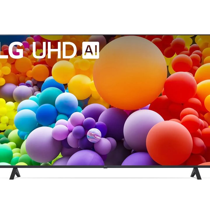The LG 55-inch UT70 4K TV against a white background.