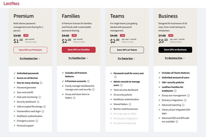 LastPass has low-cost individual and family subscription plans.
