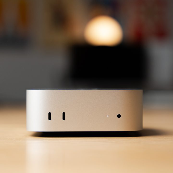 The front of the Mac mini.