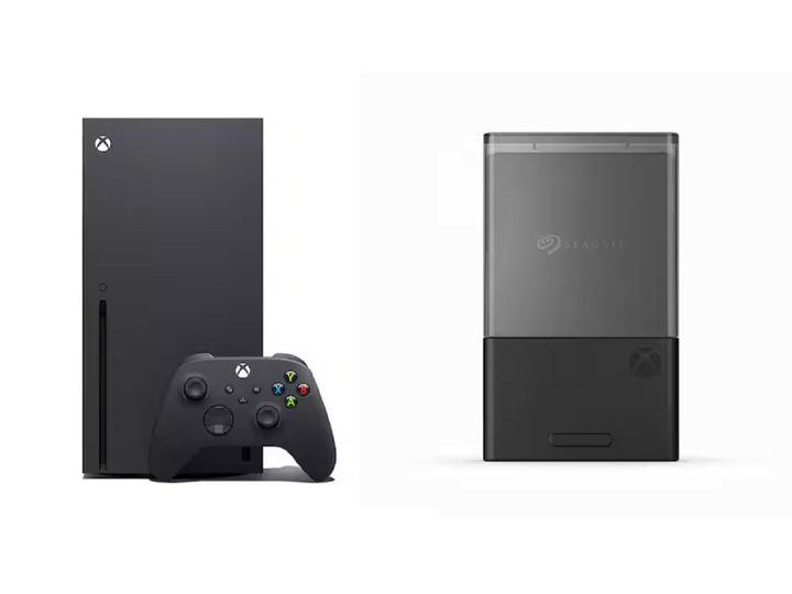 The Microsoft Xbox Series X + Seagate 2TB Storage Expansion Card on a white background.