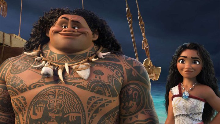 Maui and Moana in a scene from Moana 2.