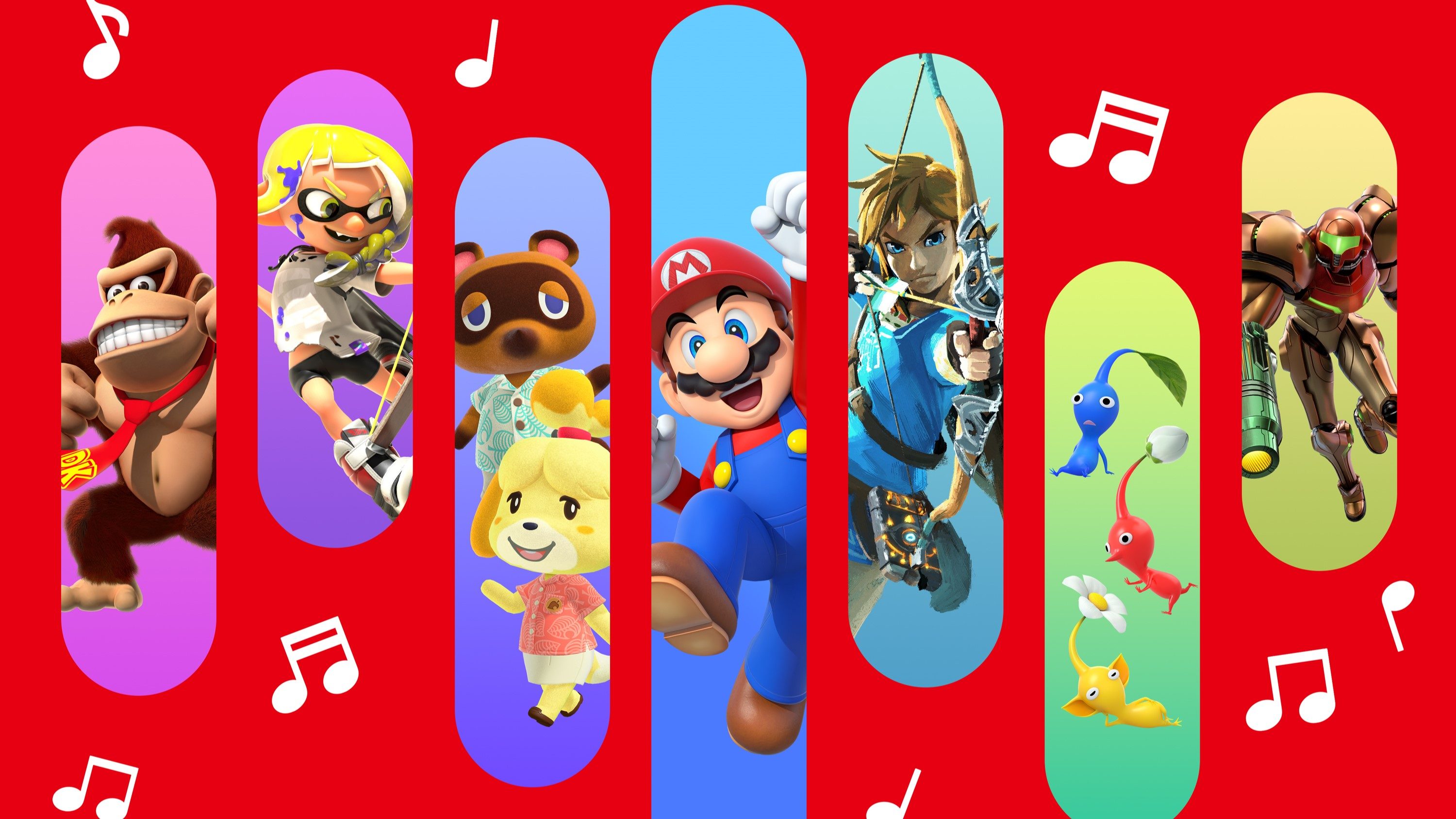 Nintendo music key art that spotlights several different franchises.