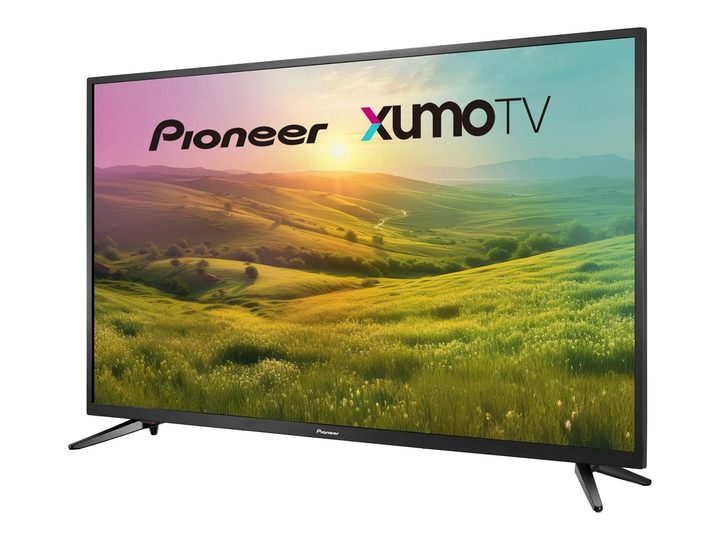 The Pioneer 43-inch 4K TV against a white background.