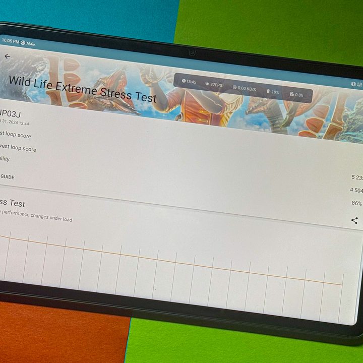 Results of benchmark test on Red Magic Nova gaming tablet.