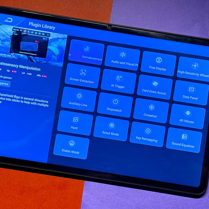 Game plugins active in Game Space for Red Magic Nova tablet.