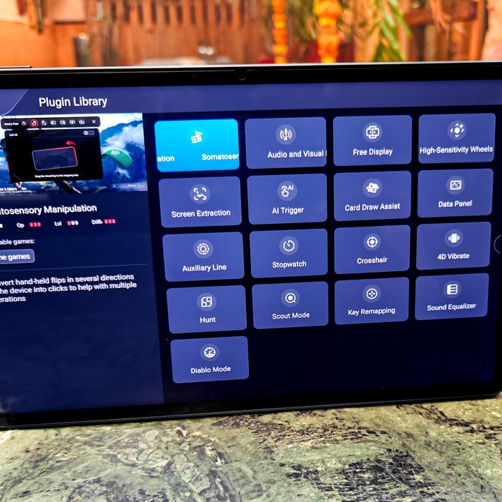 Game plugins inside game space on Red Magic Nova gaming tablet.