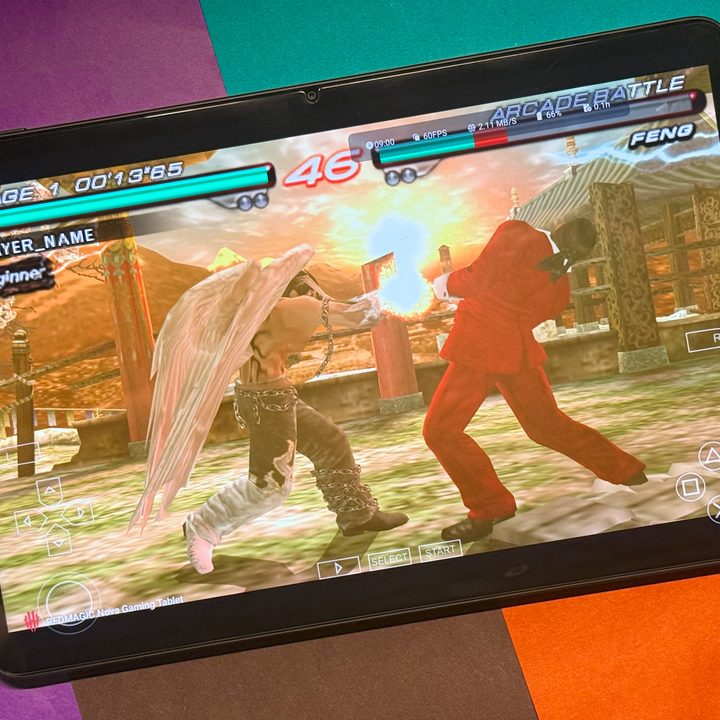 Playing emulated game on Game plugins inside game space on Red Magic Nova gaming tablet.