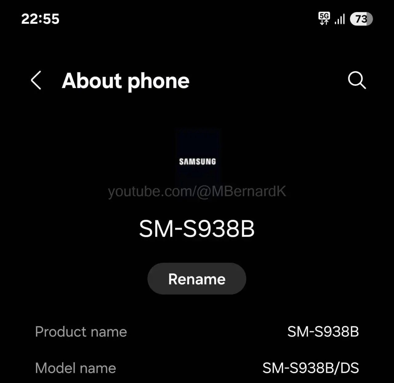 A screenshot showing details about the phone.