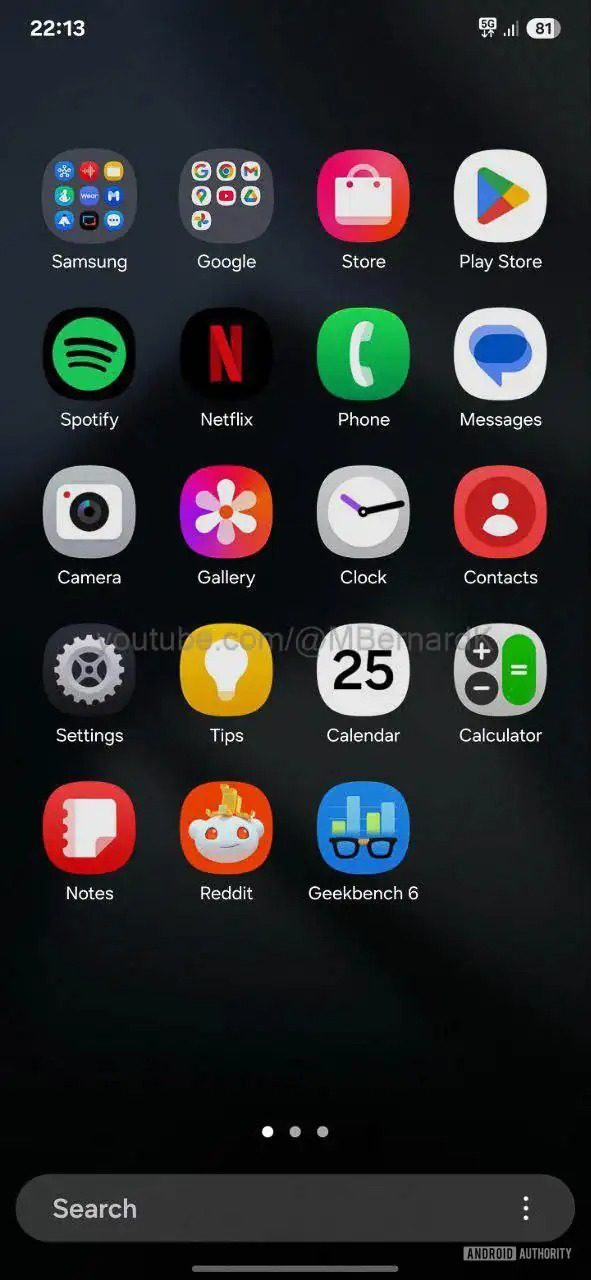 A screenshot of the Galaxy S25 Ultra app tray.