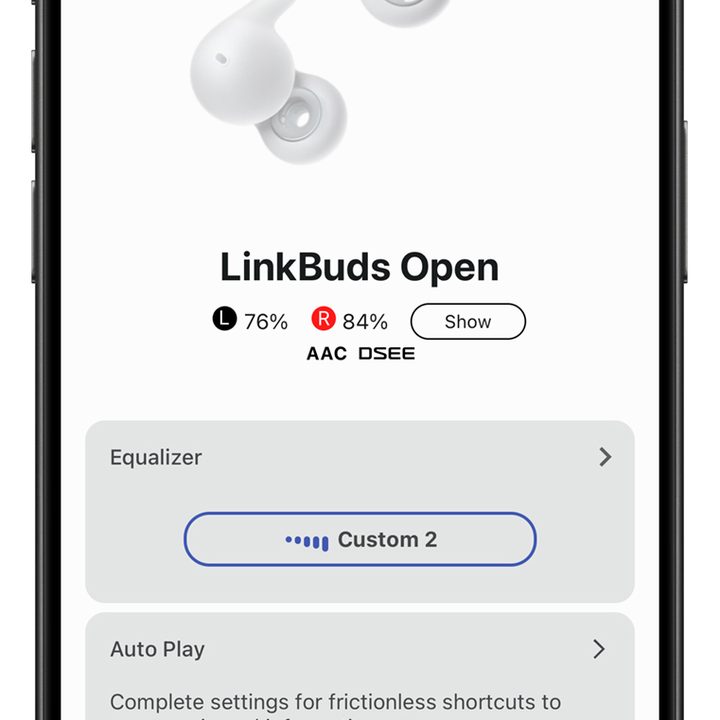 Sony Connect app screenshot showing main page.
