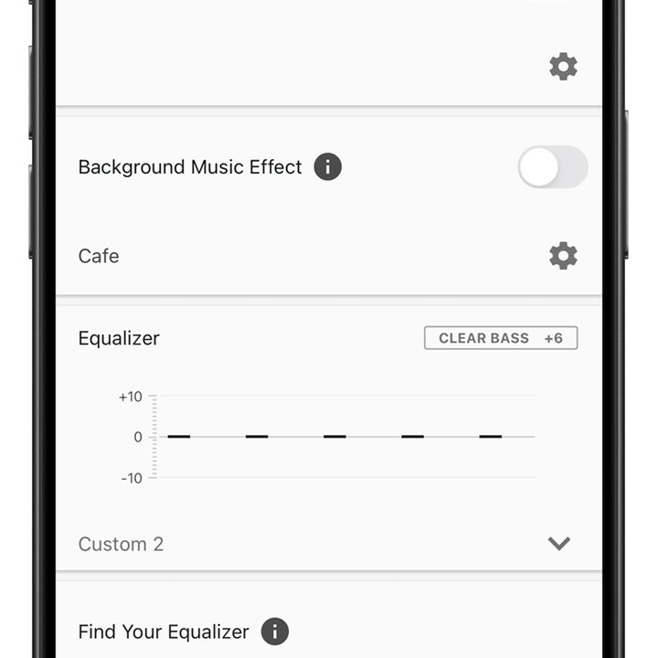 Sony Connect app screenshot showing sound page.