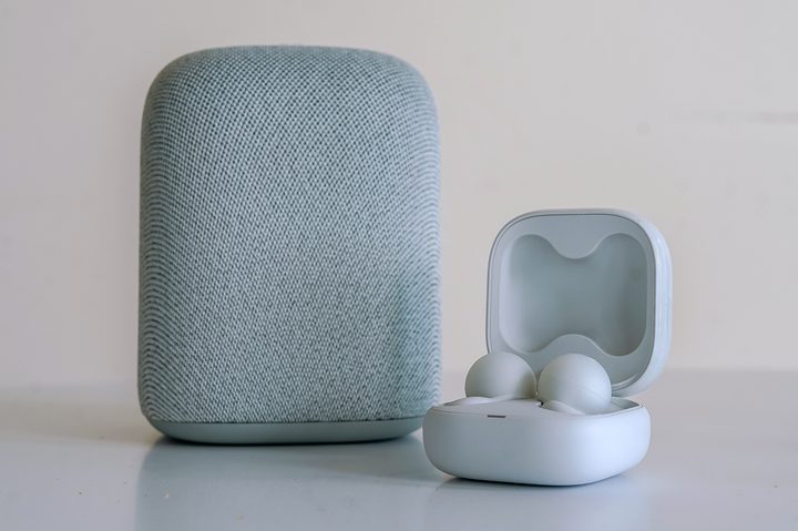 Sony LinkBuds Open next to LinkBuds Speaker.