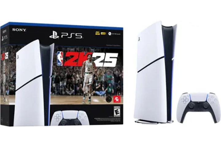 The Sony PlayStation 5 Slim Digital Edition NBA 2K25 Bundle on a white background.