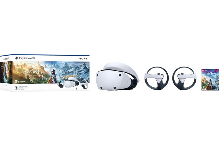 The Sony PlayStation VR2 Horizon Call of The Mountain Bundle on a white background.