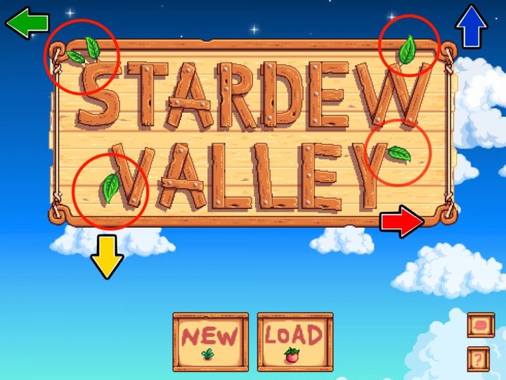 Follow these arrows as you input the secret code to access mobile multiplayer in Stardew Valley.
