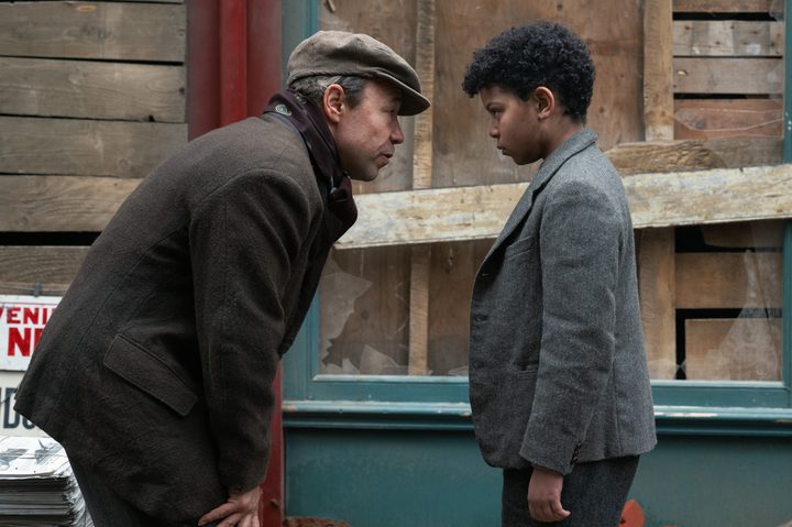 Stephen Graham crouches in front of Elliott Heffernan in Blitz.