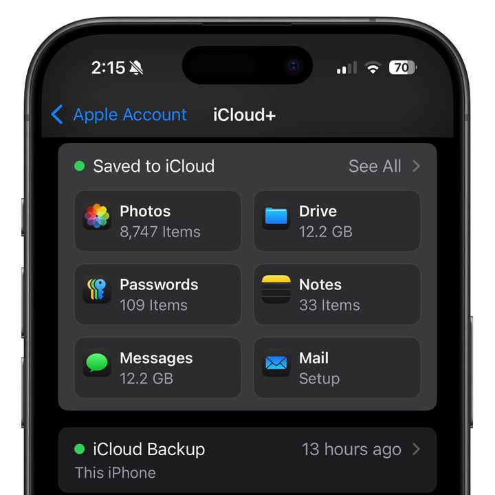 Saved to iCloud tab in iOS 18.