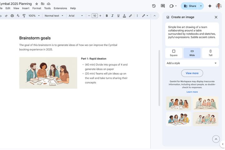 Using Gemini to directly create images in Gemini.