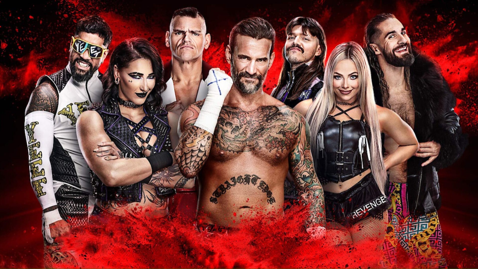 WWE superstars pose for Monday Night Raw.