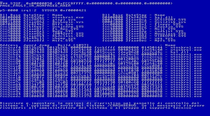 A Blue Screen of Death error in Windows NT 3.51.