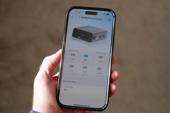 The Anker Prime 250W Charging Station's app.