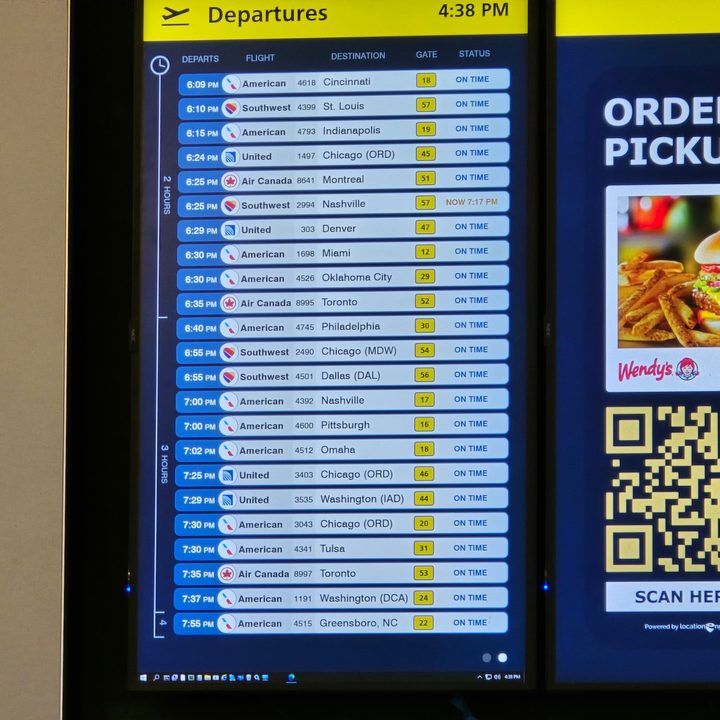 5x photo of an airport information board captured on the Galaxy S24 Ultra.