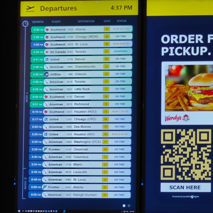 5x photo of an airport information board captured on the OnePlus 12.