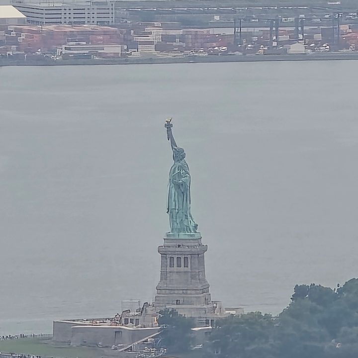 30x photo of the Statue of Liberty captured on the Galaxy S24 Ultra.