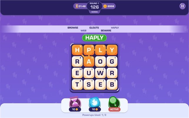 A Boggle board appears in Boggle: Arcade Edition.