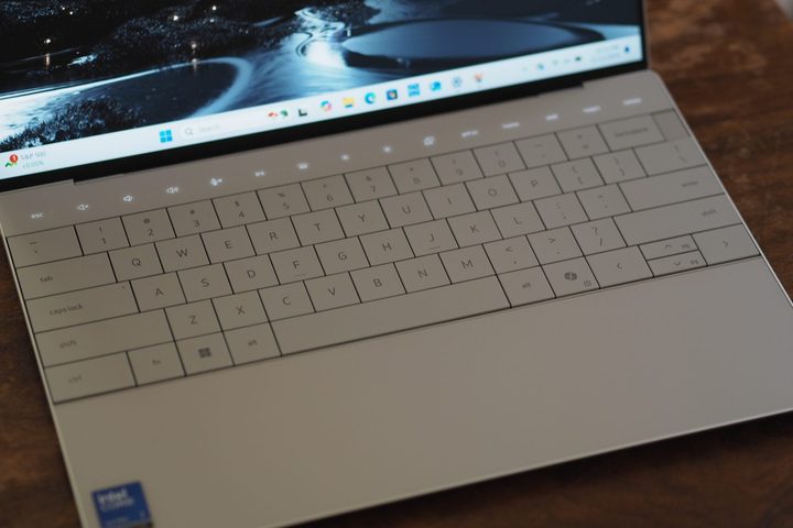 Dell XPS 13 9350 top down view showing keyboard.