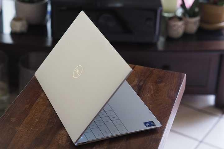 Dell XPS 13 9350 rear view showing lid and logo.
