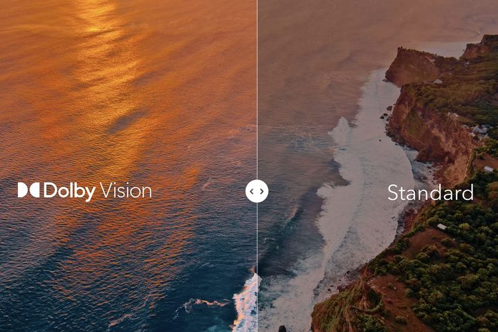 A split-screen example of Dolby Vision vs. SDR.