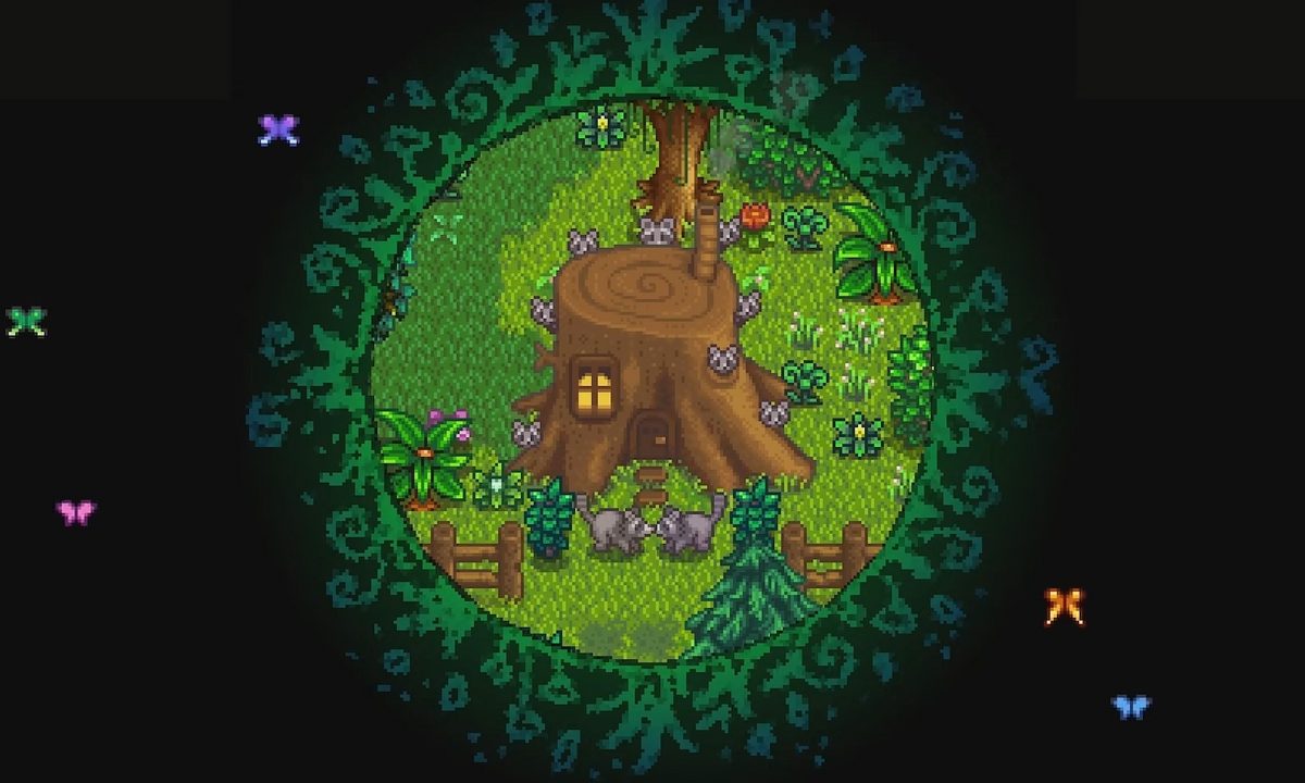 Giant Stump completed cutscene in Stardew Valley.