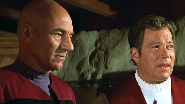 Captains Picard and Kirk in Star Trek: Generations