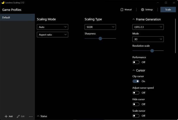 The resolution scale option in Lossless Scaling.