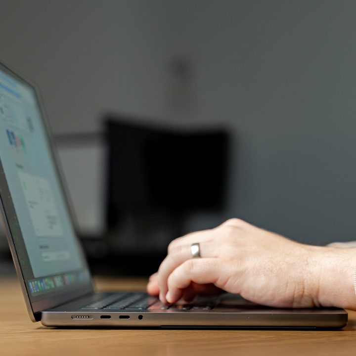 The side profile of the MacBook Pro M4.